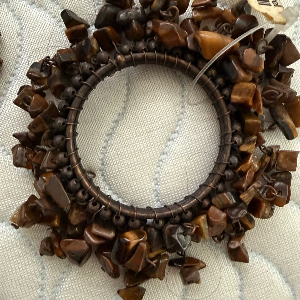 Crate&Barrel Tiger’s Eye adorned Napkin Rings — Set of 10